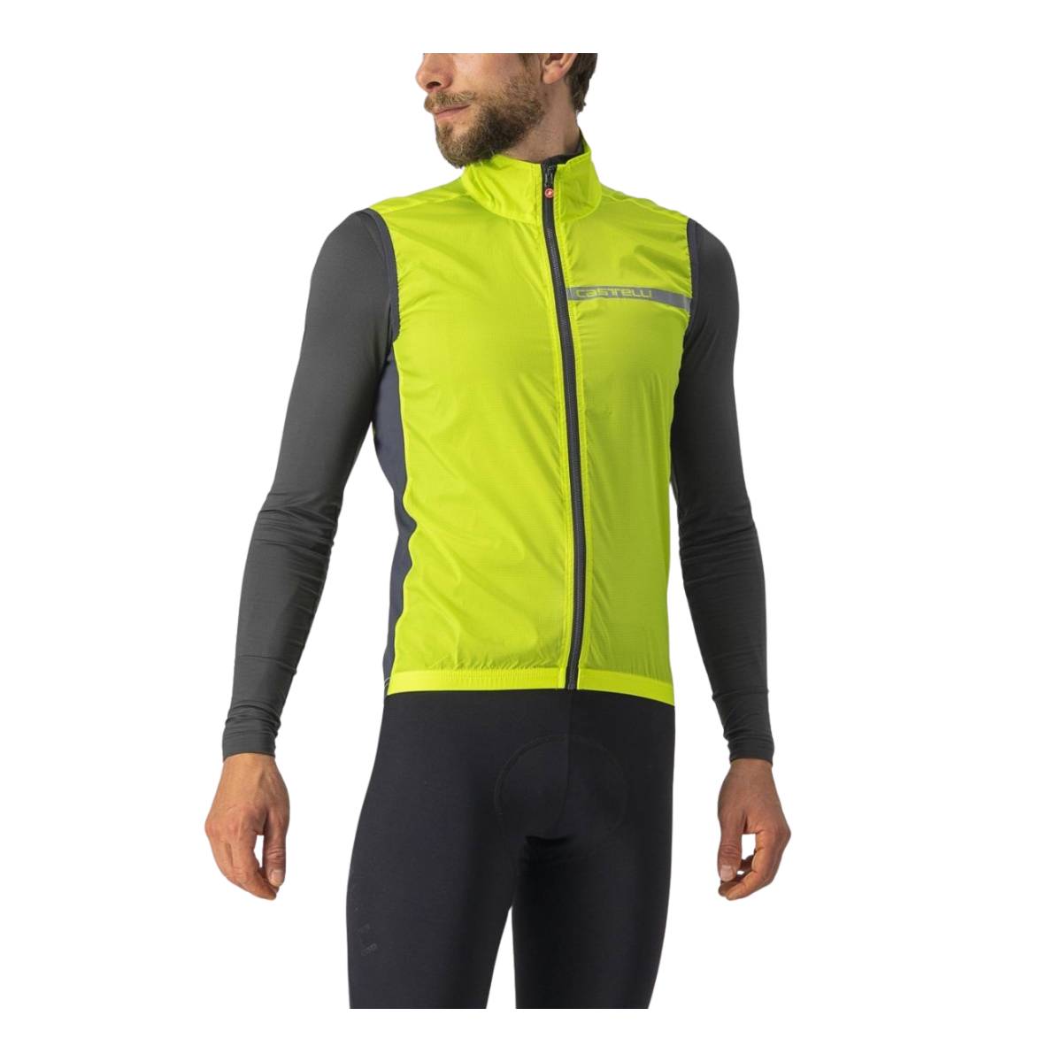 Gilet Castelli Squadra Stretch Giallo Grigio, Taglia M