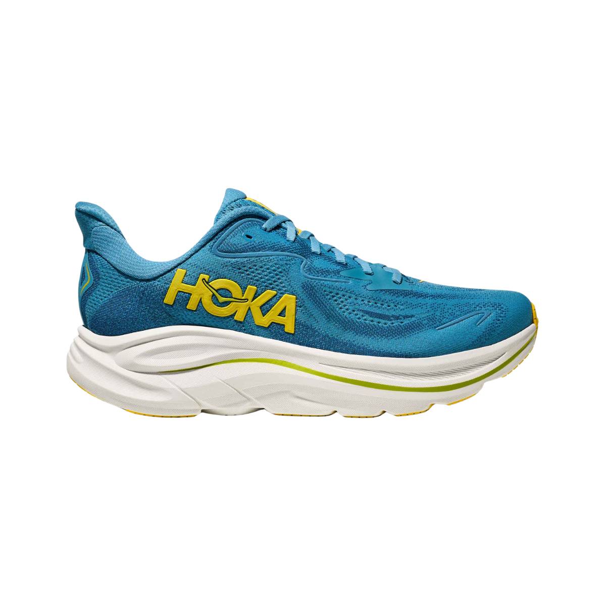 Scarpe Hoka Clifton 10 Wide Blu Giallo AW25, Taglia EU 46