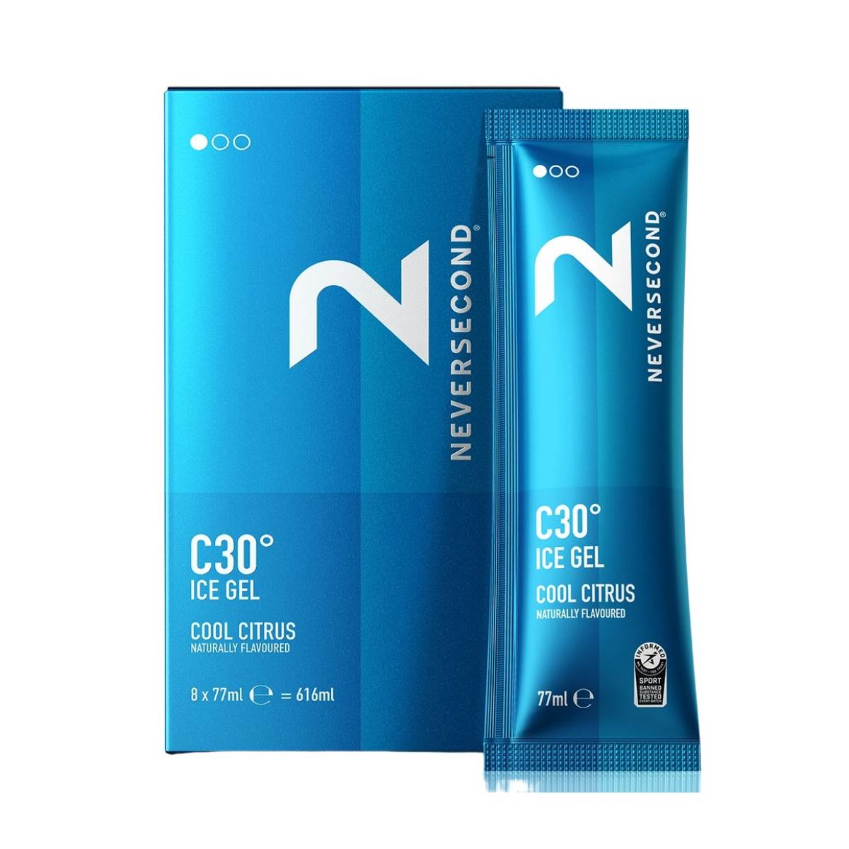 Neversecond C30 Ice Gel: Gel Fresco agli Agrumi 77 ml | 8 Unità