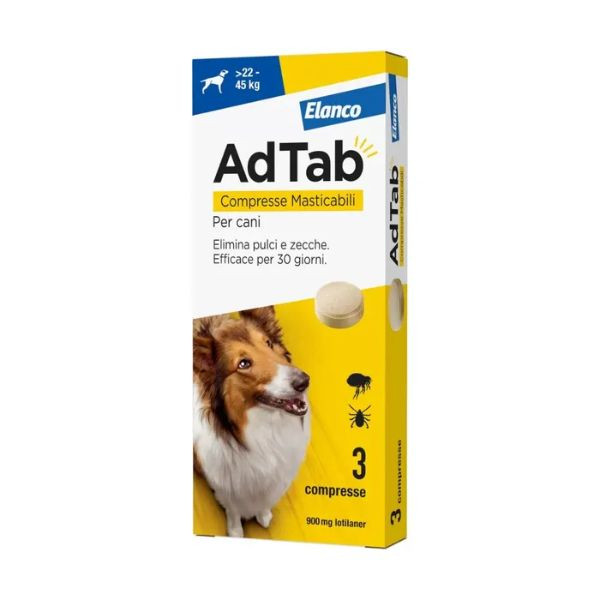 AdTab Elanco: Compresse Antiparassitarie Masticabili per Cani (>22-45kg) - SPEDIZIONE GRATIS