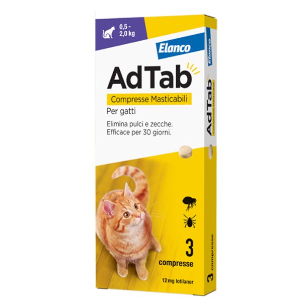 AdTab Elanco: Compresse Antiparassitarie Masticabili per Gatti (fino a 2kg) - Spedizione Gratuita