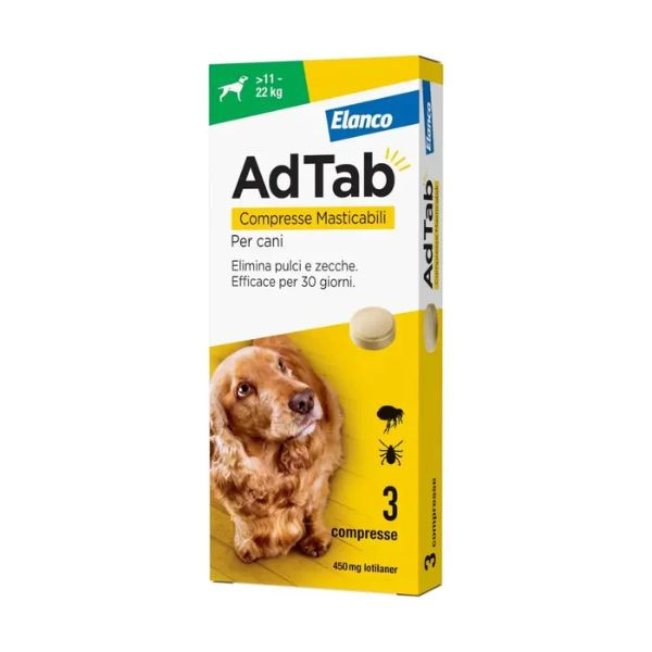 AdTab Elanco: Compresse Masticabili Antiparassitarie Orale per Cani (>11 - 22 Kg)