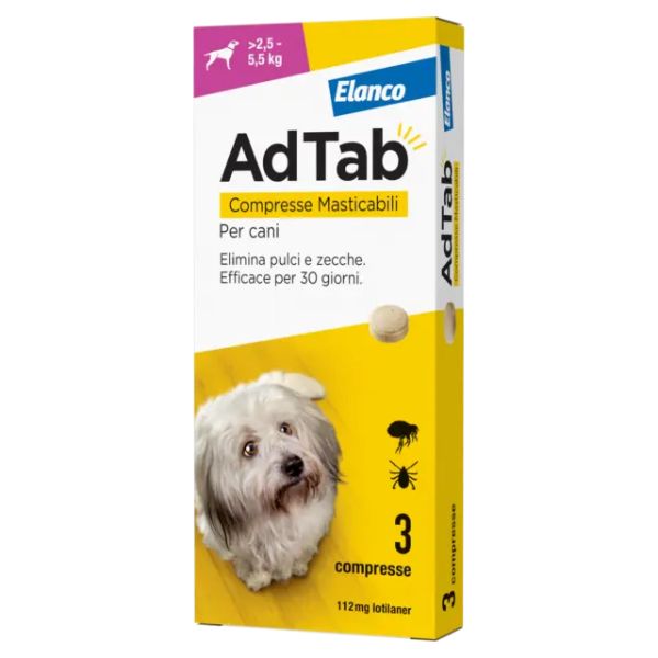AdTab Elanco: Compresse Masticabili Antiparassitarie per Cani (2,5-5,5 kg) - SPEDIZIONE GRATIS