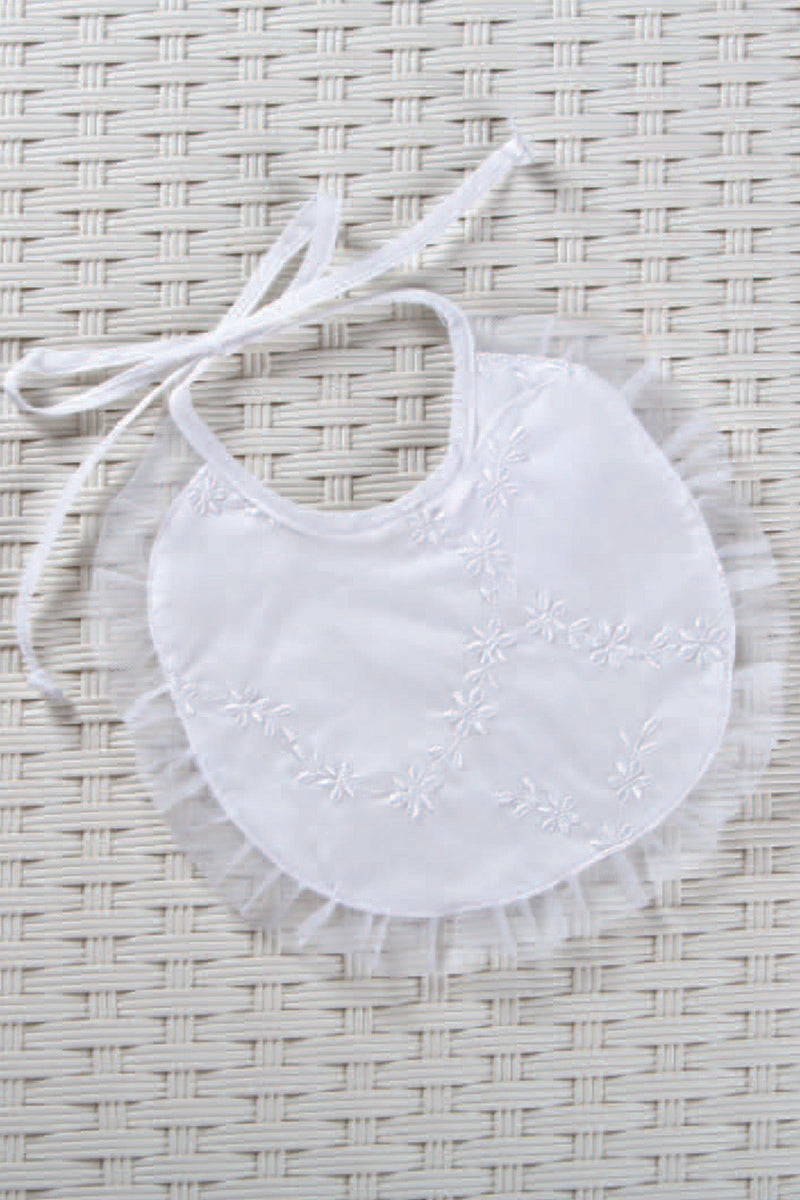 Bavetta in Tela di Cotone Ricamata con Rouches - BabyVip