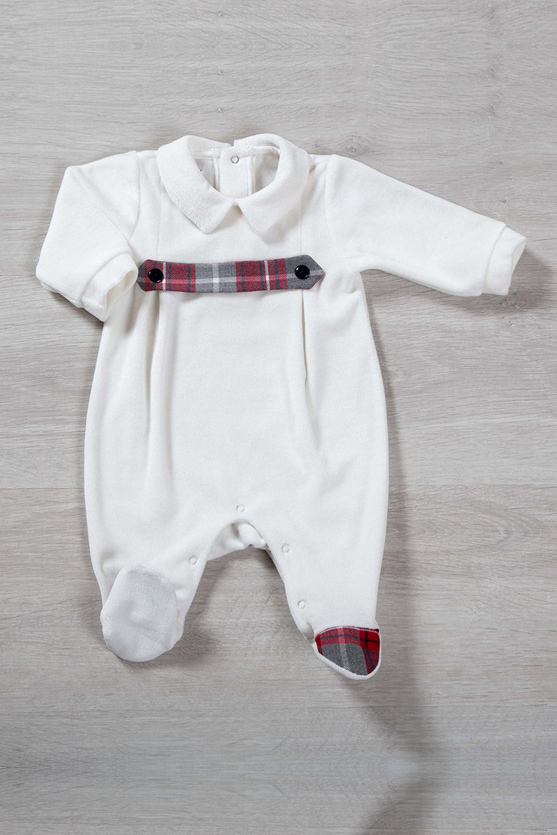 Tutina in Ciniglia con Pattina in Tessuto Scozzese – BabyVip