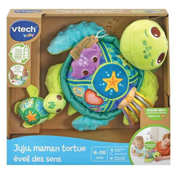 Giocattolo soffice vtech baby juju, tartaruga madre + 6 mesi musical r
