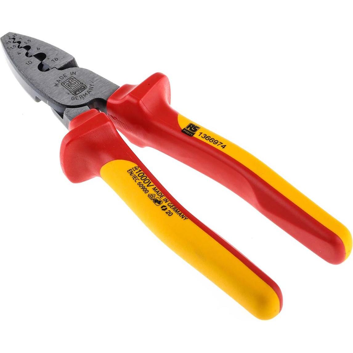 RS PRO Pinza a Crimpare VDE, 215 mm - Terminali per Fili