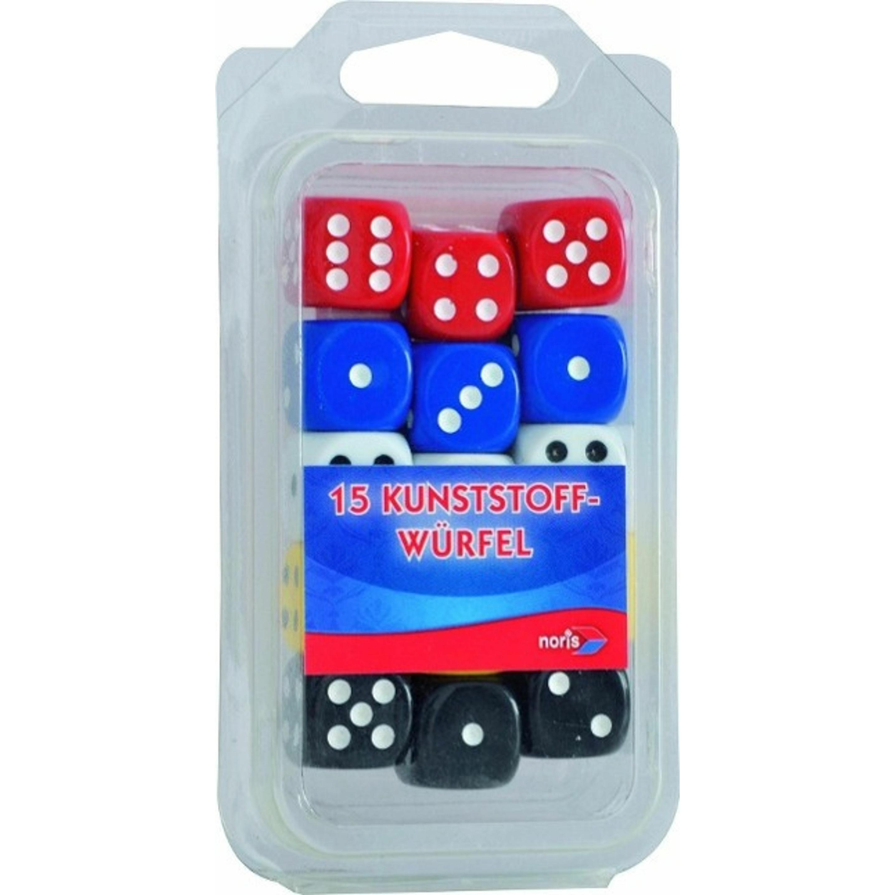 Noris Cubo di Plastica Colorato – Set da 15 Dadi
