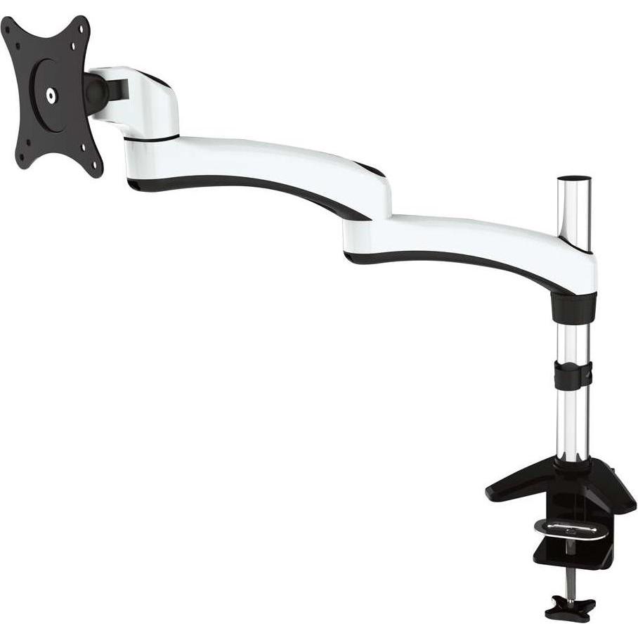 Jenimage ME130TK Desk Mount - 1 Monitor Tilt -90 a +45 gradi Ruota di 180 gradi Pan 360 gradi... (Tavolo, 27"), Supporto per monitor, Nero, Argento, Bianco