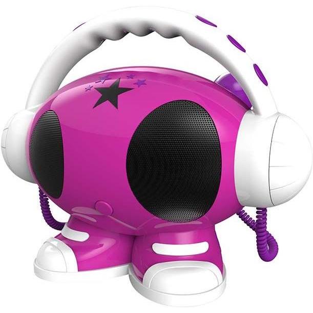Bigben Emma: Robot Karaoke Rosa con 2 Altoparlanti e 2 Microfoni