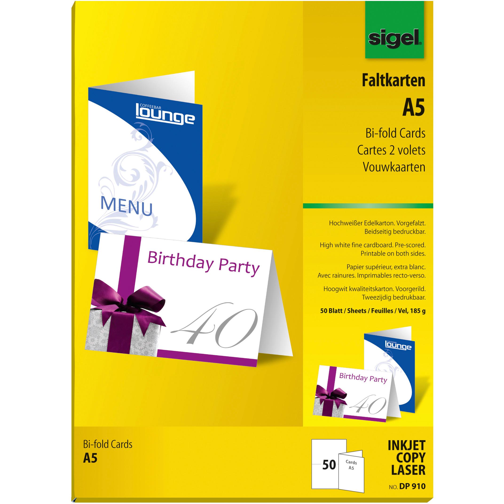 Sigel: 50 Cartoline Bianche Pieghevoli + Carta da Lettere