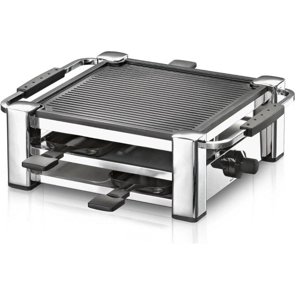 Rommelsbacher Raclette RCC 1000 Fashion: Fornello Elegante Nero & Argento per 4 Persone