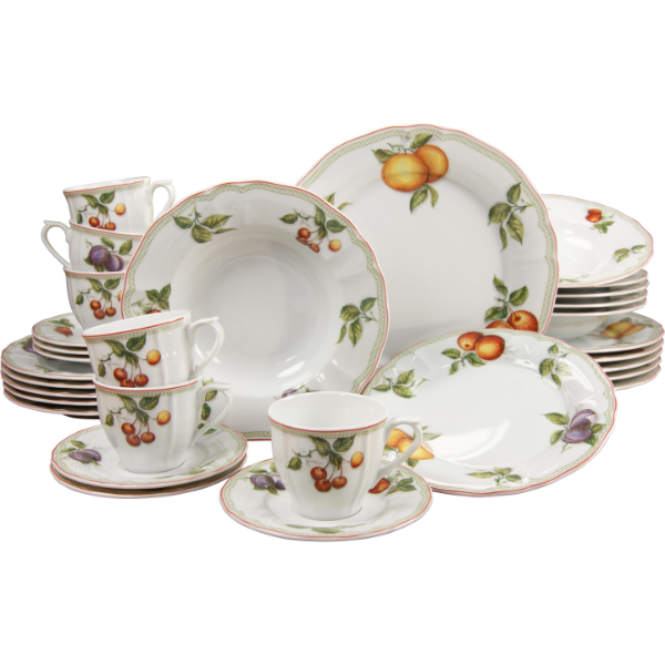 CreaTable, Flora Orchard: Set di Stoviglie Completo (30 Pezzi)