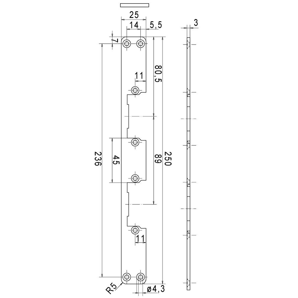 effeff: Maniglia + Piastra di Chiusura Piatta per Serrature a 2 Scrocchi (Maniglia Porta)