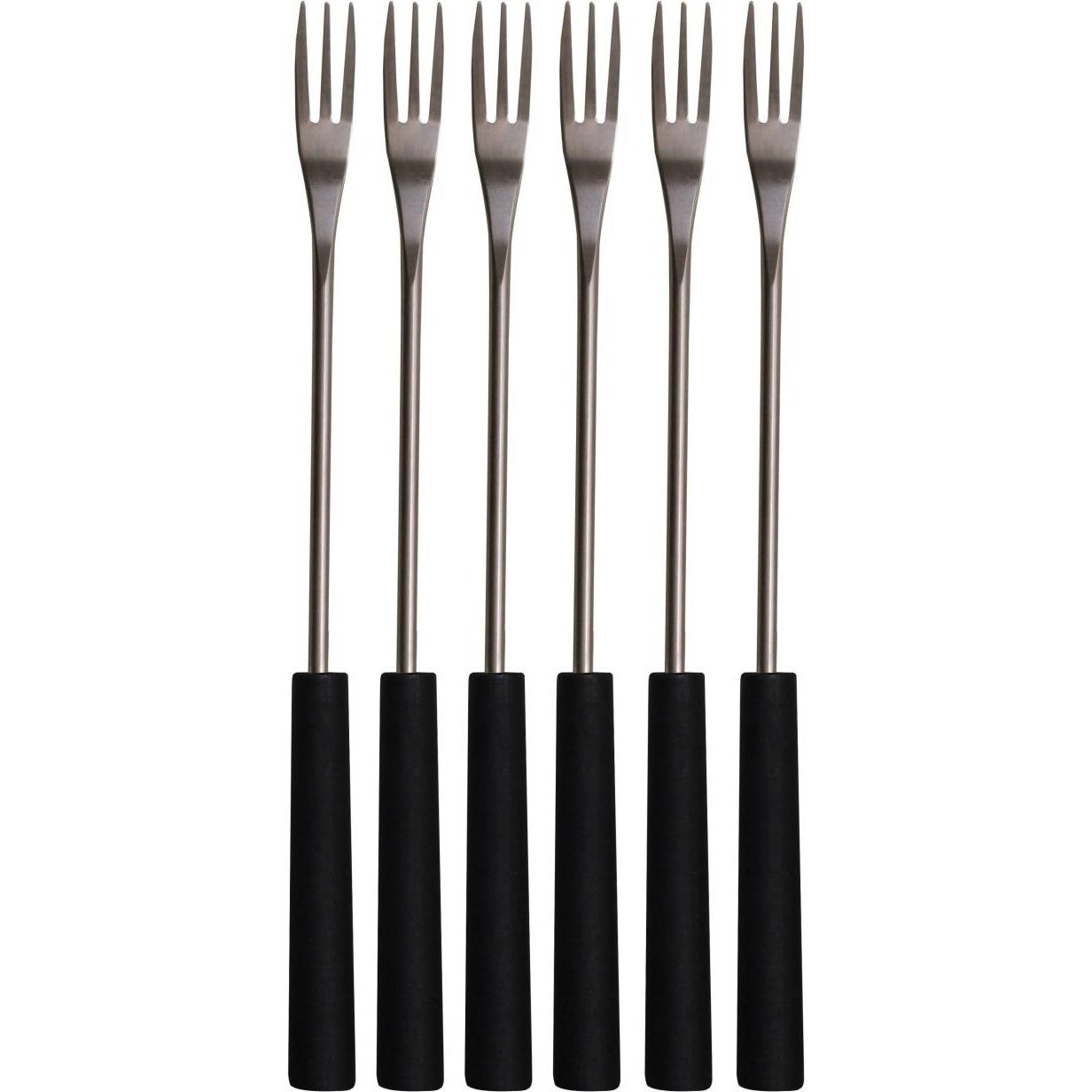 TTM Forchette per Fonduta di Formaggio - Set da 6 in Argento Nero