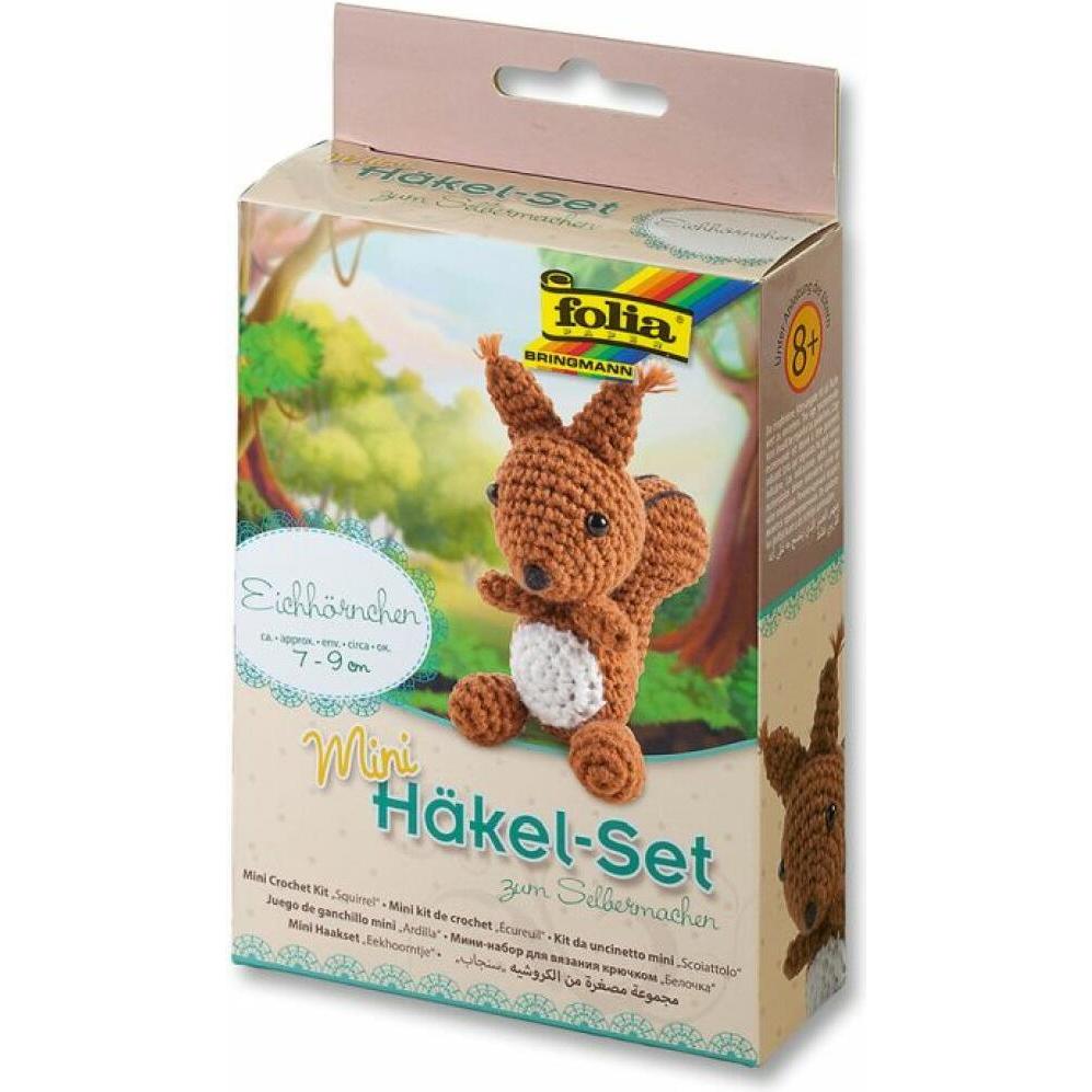 Folia Mini Set Uncinetto Scoiattolo: Kit Creativo per Lavori Manuali - Marrone