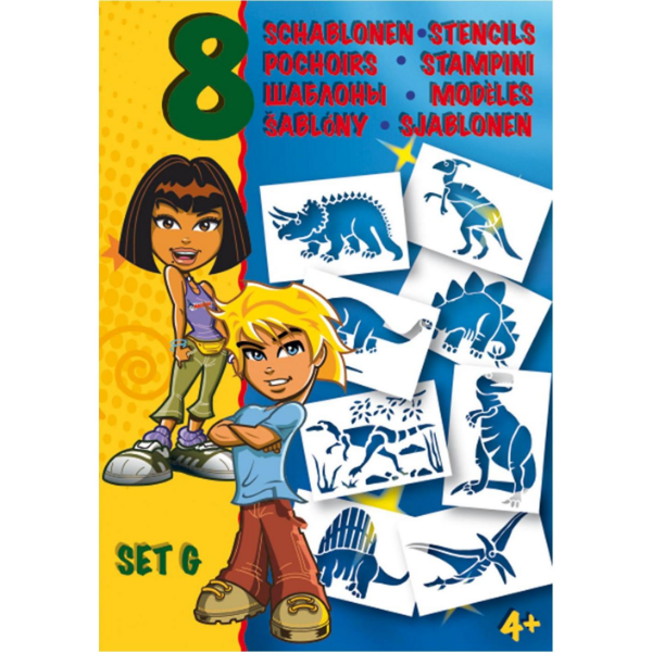 Malinos Blopens Stencil A5: 8 Dinosauri!