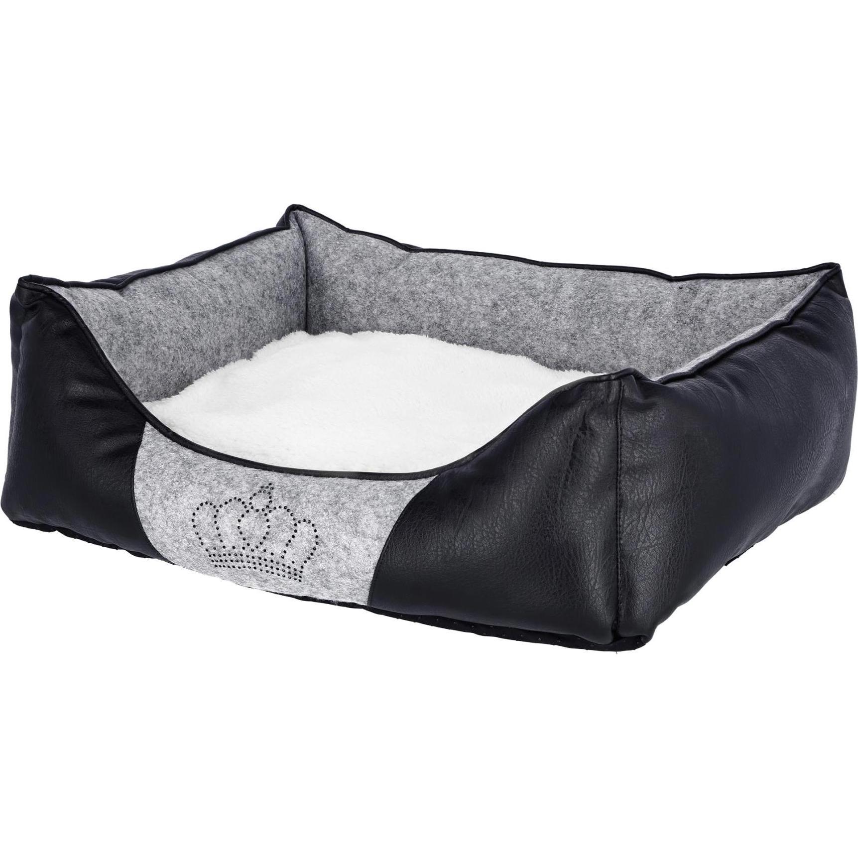 Kerbl Cuddle Bed Chiara 55x45x18cm, grigio/nero con corona di strass