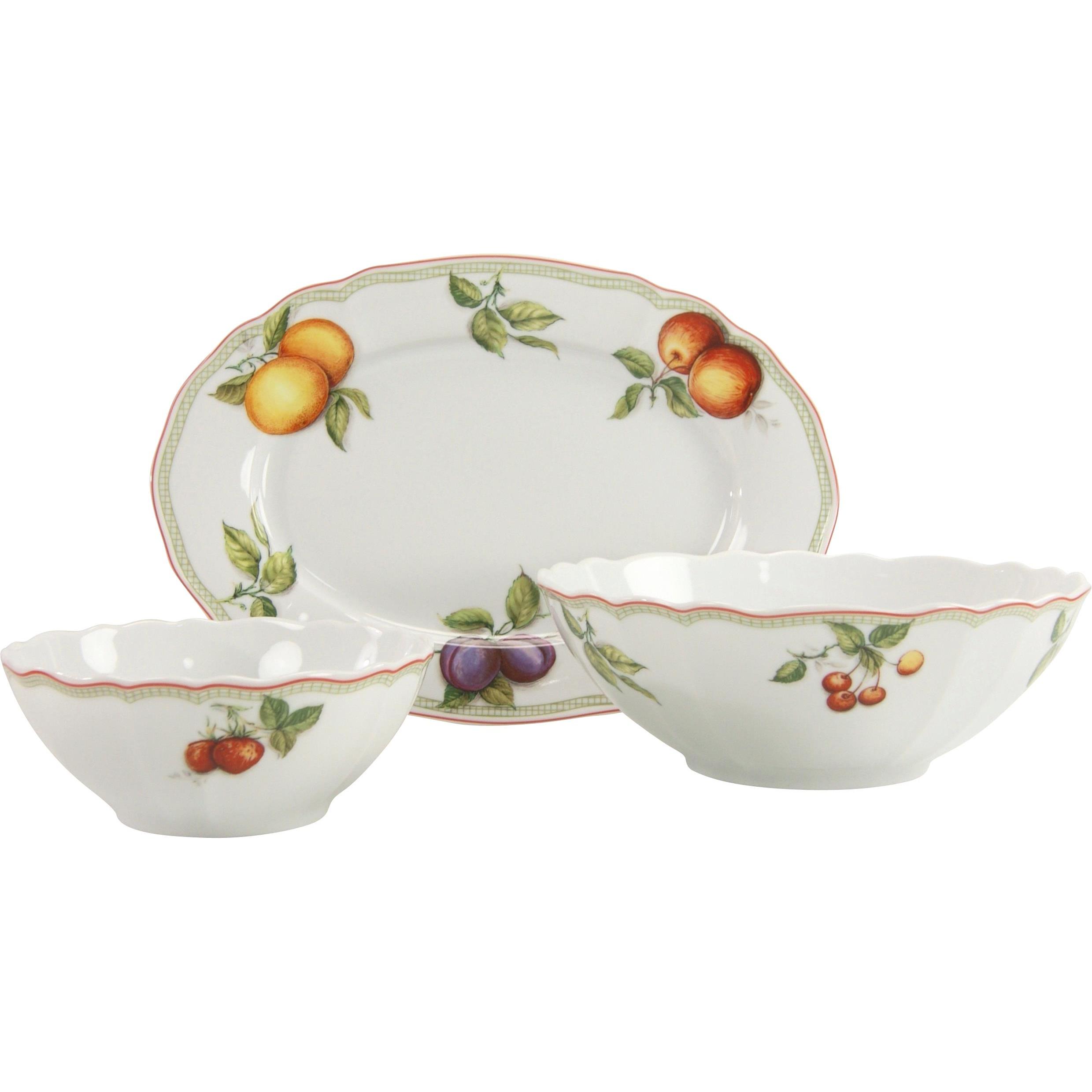 CreaTable, Frutteto Flora: Set di Stoviglie Elegante (3 Pezzi)