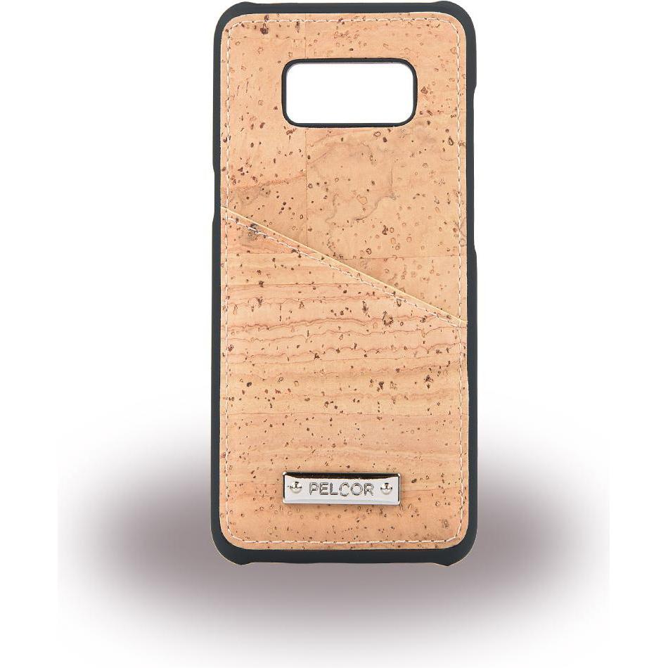 Pelcor Carte di sughero con copertina rigida (Samsung Galaxy S8+), Cover smartphone, Marrone, Nero