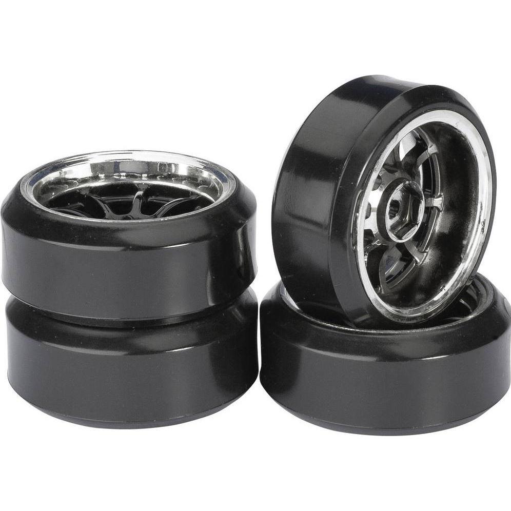 Absima Set di ruote Drift LP a 9 razze profilo C nero/cromo 1:10
