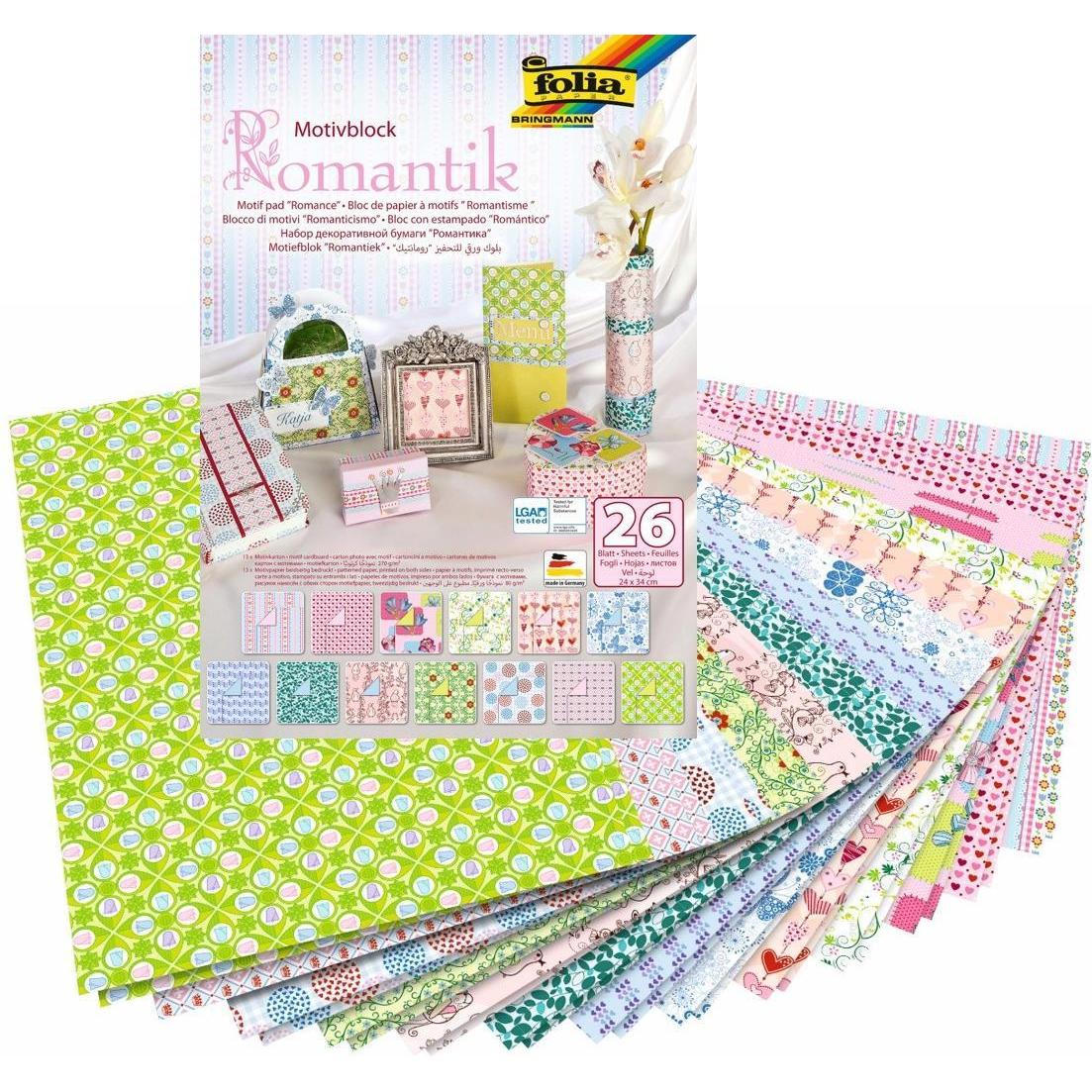 Folia, Quaderni + Bloc notes, Motivo di blocco romantico (A4)