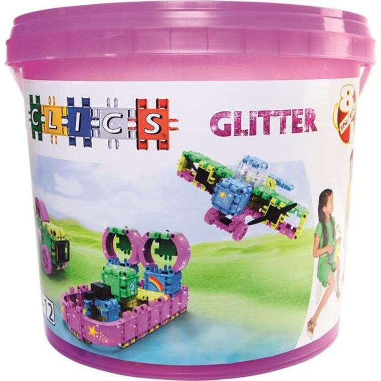Clics Building Blocks - Set di costruzioni glitterate 8in1