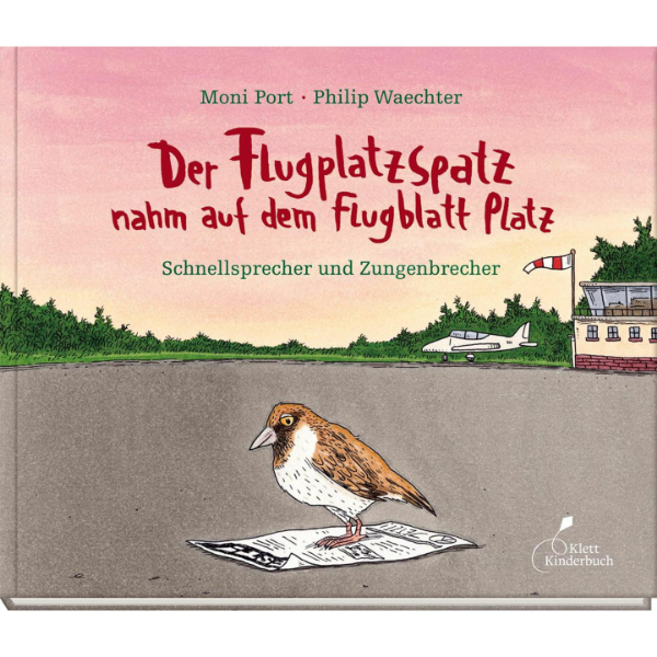 Der Flugplatzspatz nahm auf dem Flugblatt Platz, Libro per bambini di Porta Moni
