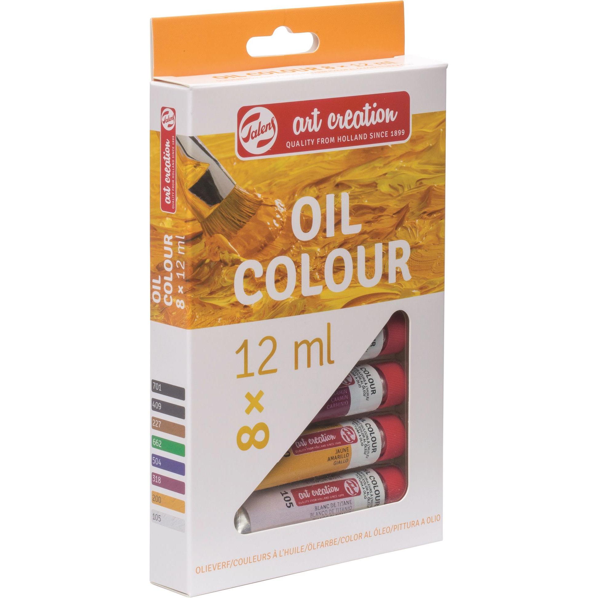 Talens, Colore + Vernice per fai da te, Set per pittura a olio 8x12ml (Multicolore, 12 ml)