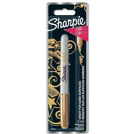 Sharpie, Evidenziatori, Pennarelli Permanenti Metallici (Oro, Grigio, 1mm, 1 unità)
