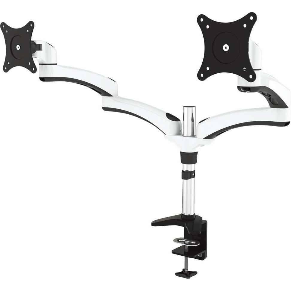 Jenimage ME230TK Supporto da scrivania - 2 monitor Inclinazione da -90 a +45 gradi Rotazione 180 gradi Pan (Tavolo, 28"), Supporto per monitor, Nero, Bianco