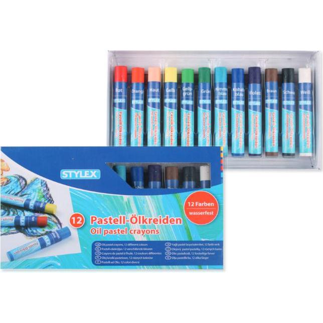 Stylex, Colore + Vernice per fai da te, Pastelli a olio Set di 12 (Mul