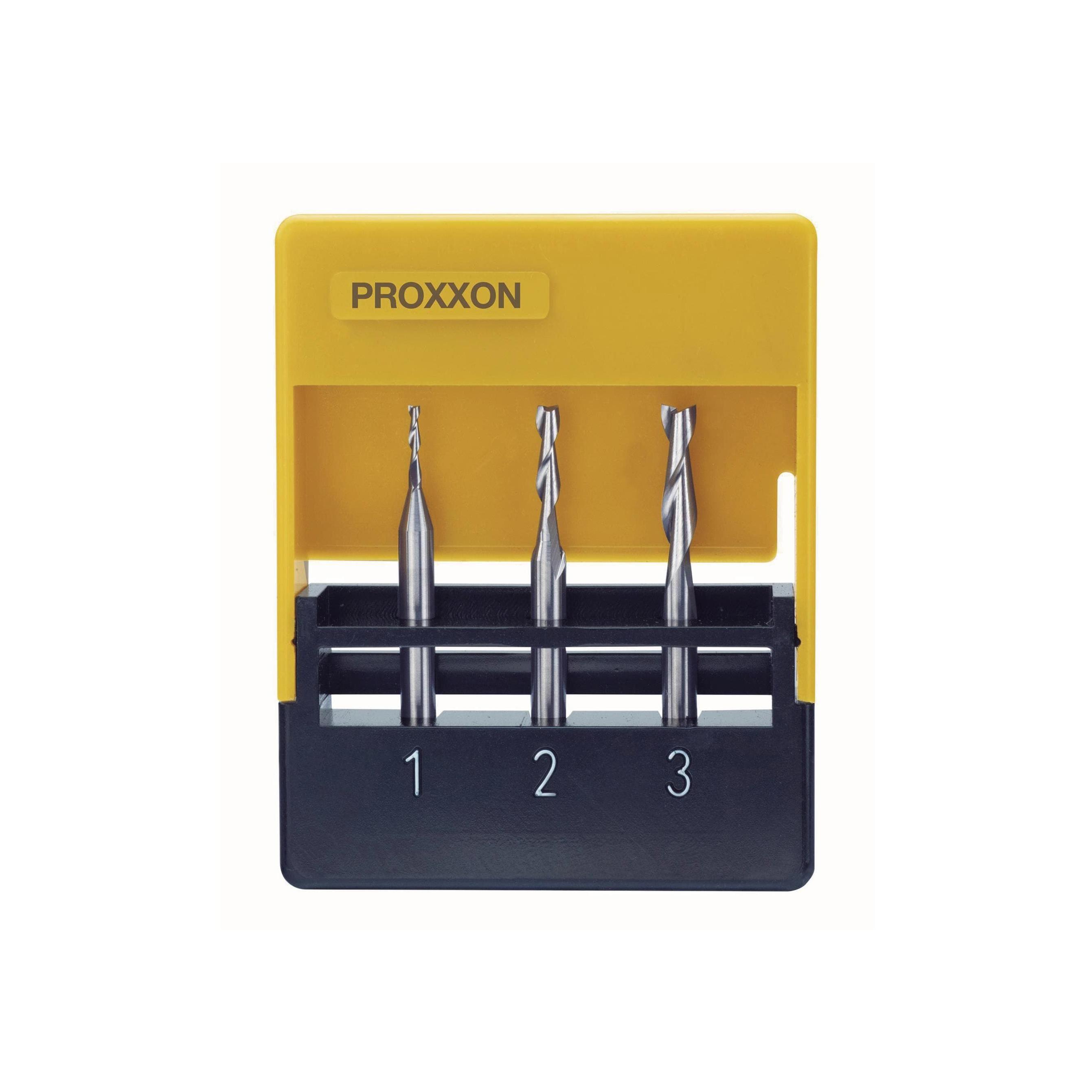 Proxxon: Set di Punte per Fresa in Metallo Duro Integrale con Scanalature a Spirale