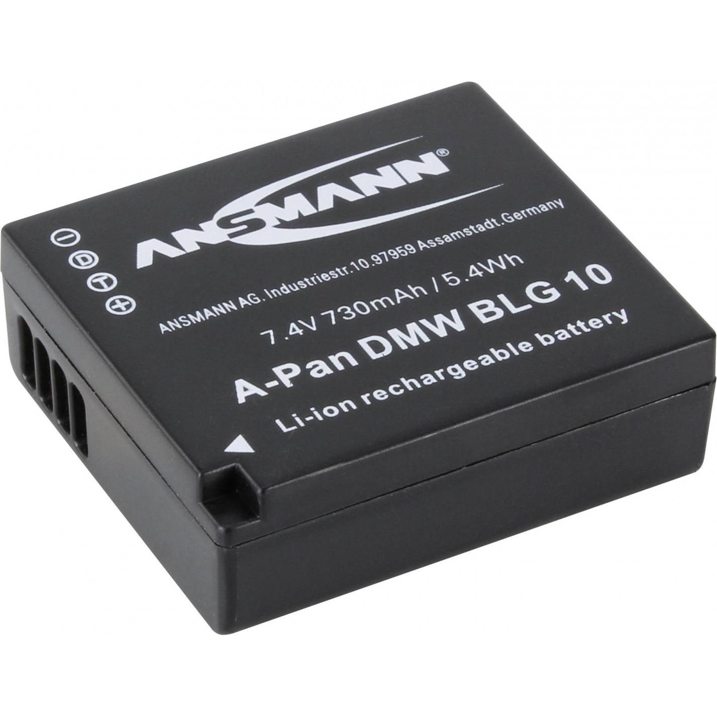 Ansmann A-Pan DMW-BLG10 730mAh 730mAh 7,4V (Batteria della fotocamera), Alimentatore fotocamera, Nero