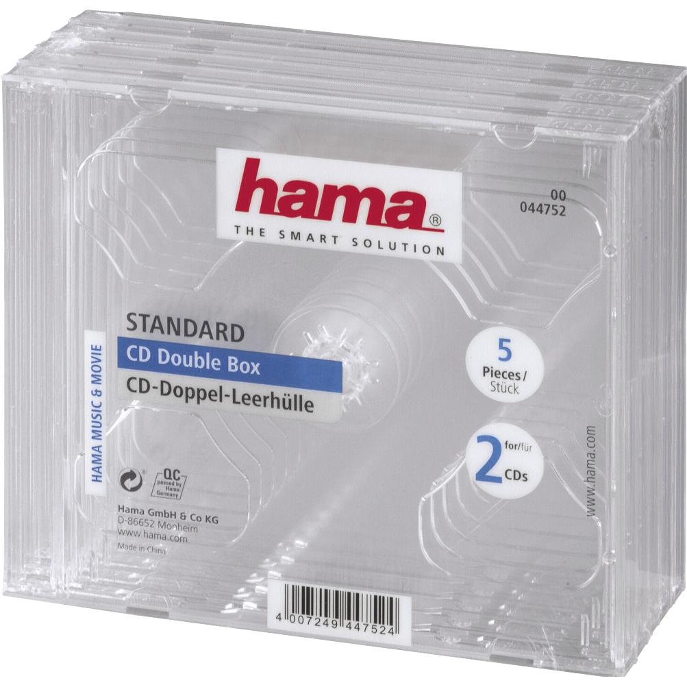 Hama CD Double Box 5-pack 5-pack Custodia trasparente Jewel Case, Accessori per disco ottico