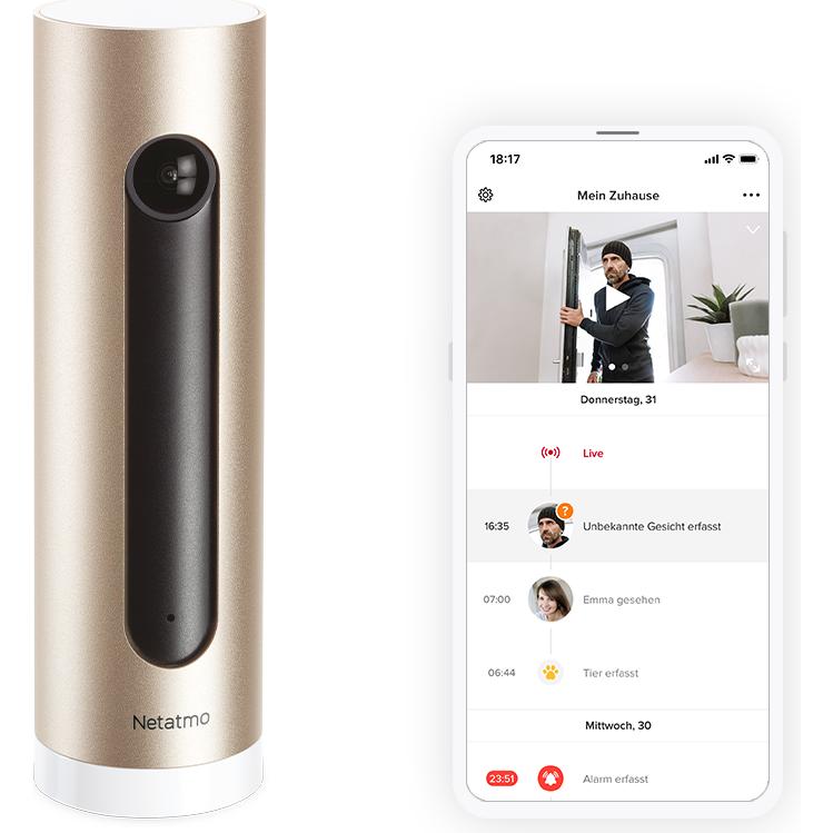 Netatmo Welcome (1920 x 1080 Pixels), Telecamera di rete, Oro, Nero