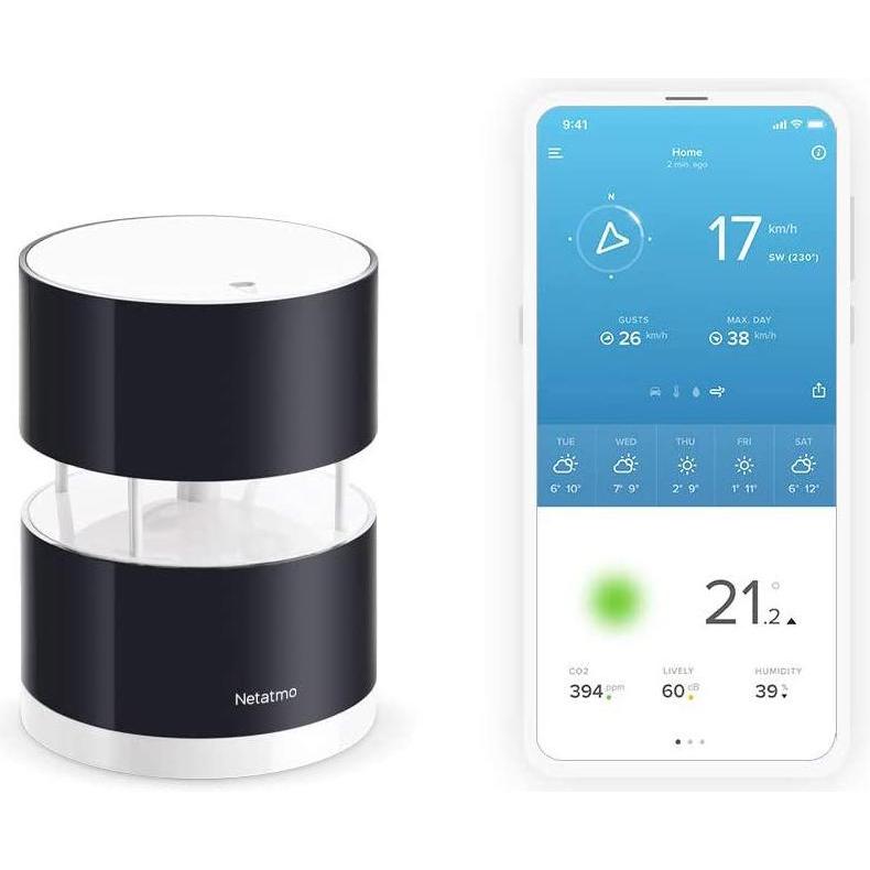 Netatmo Anemometro Intelligente: Accessori Meteo Nero & Trasparente