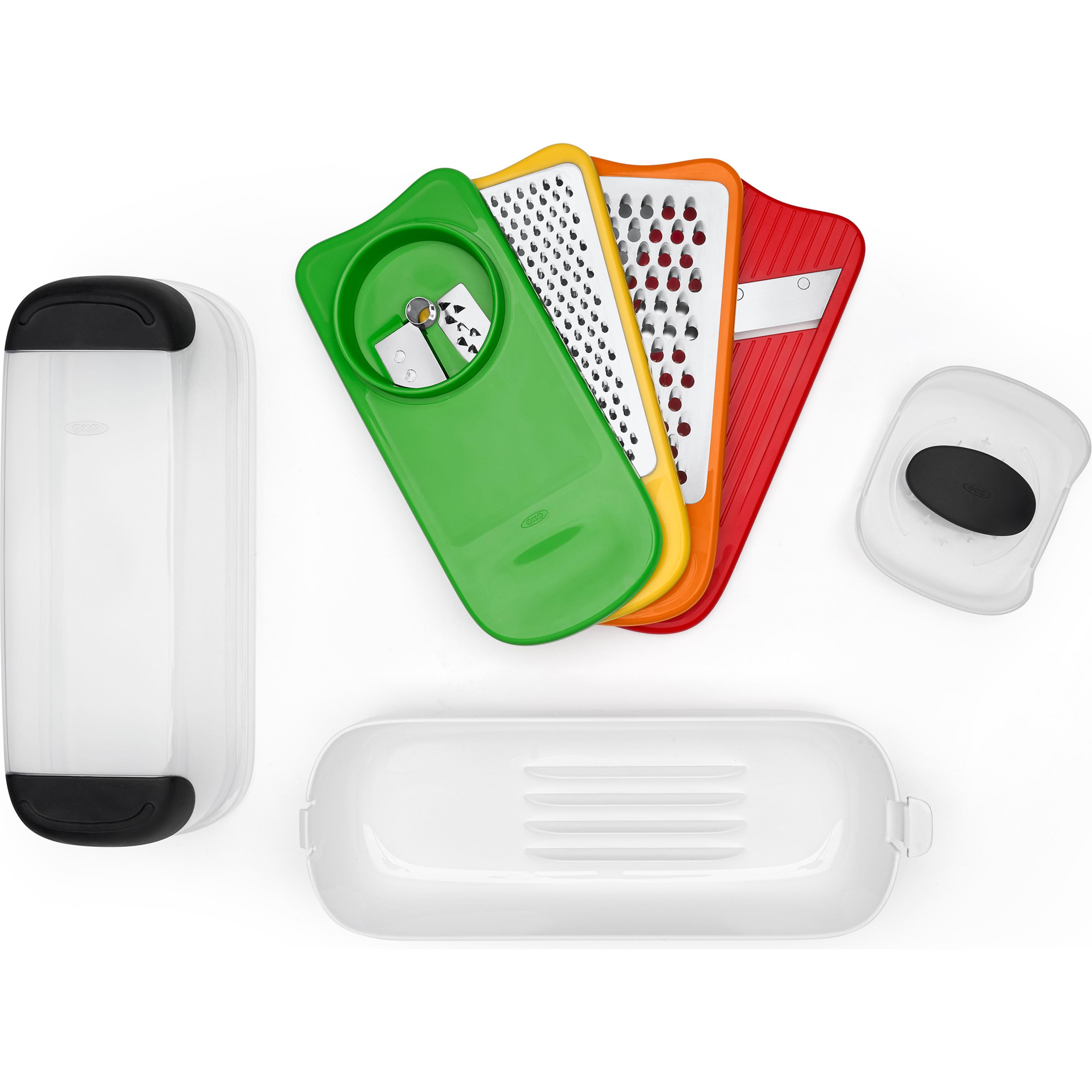 OXO Set di Mandolini GG: Grattugia Multifunzione (Bianco, Giallo, Verde, Rosso, Arancio, Nero)