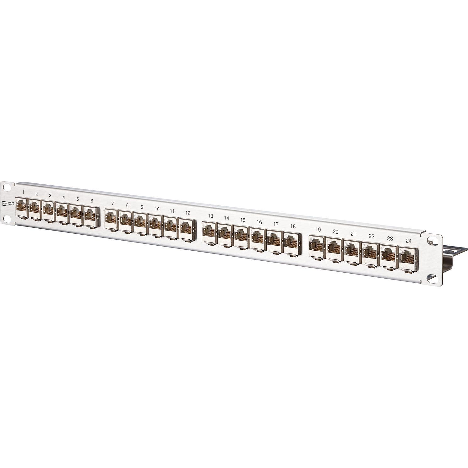 Metz Connect BTR E-DAT modul 24x8(8) patch panel Cat.6 1U in acciaio inox con 24 moduli schermati, Accessori per server, Bianco