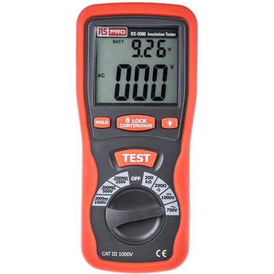 RS PRO Multimetro Tester di Isolamento e Continuità (CAT III)