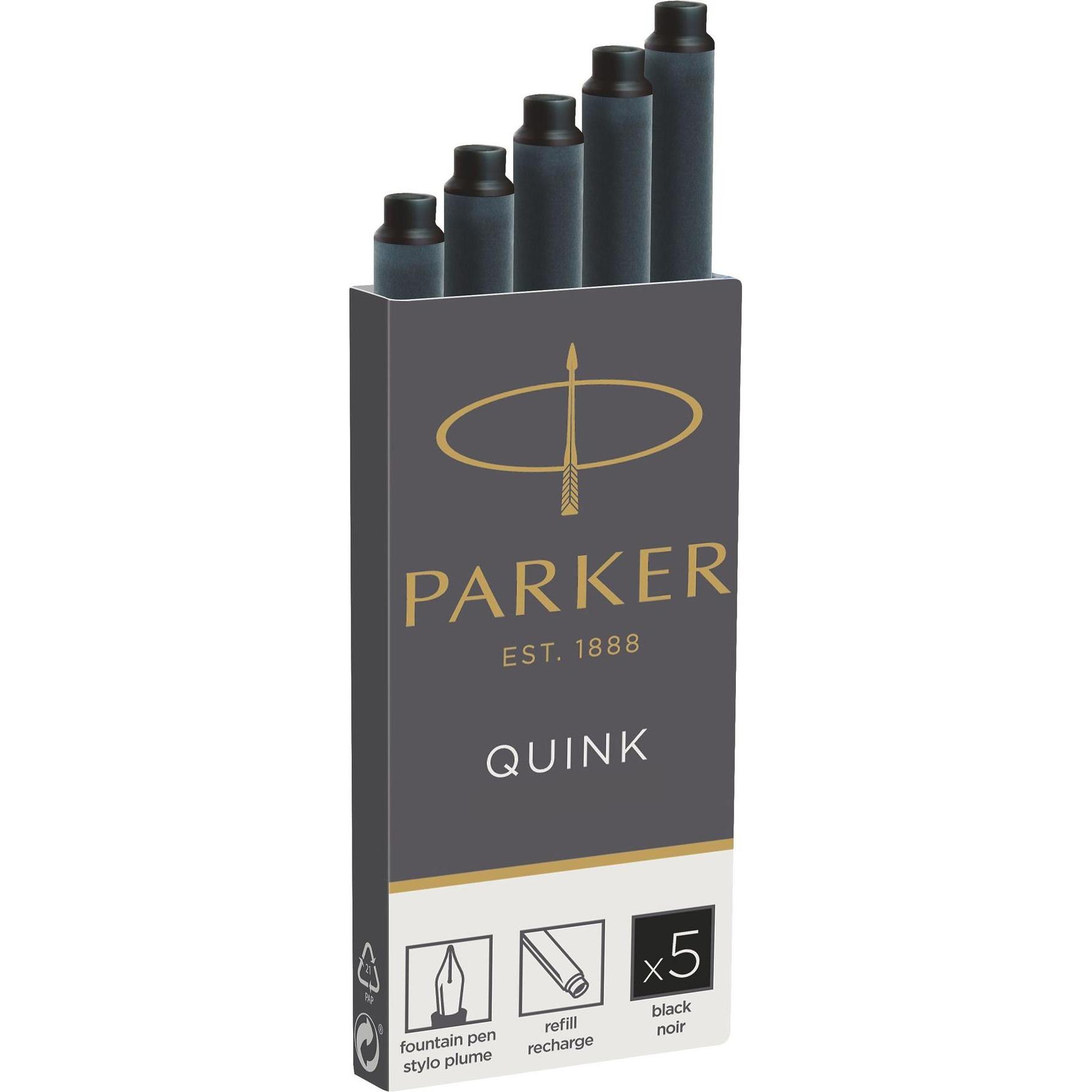 Parker Pen, Cartucce di Ricambio, Quink Z 44 (cartucce d'inchiostro, Nero)