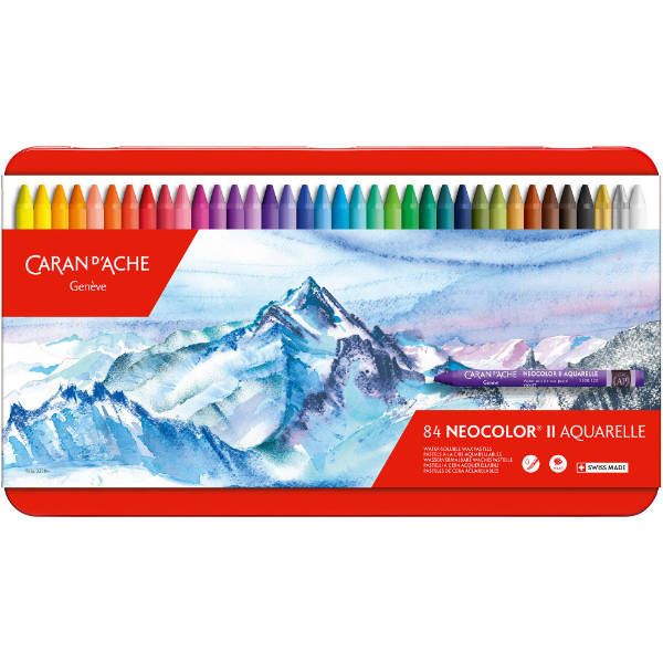 Caran d'Ache, Pastelli Neocolor II Aquarelle Metallschachtel (Multicolore, 84 x)
