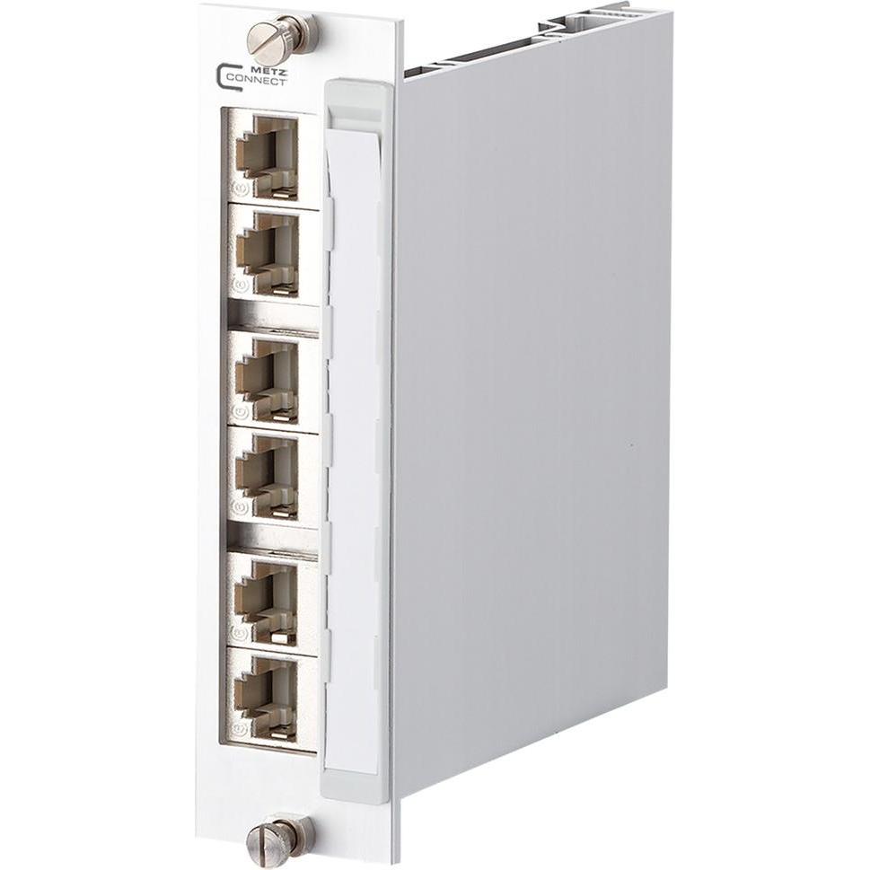Metz Connect BTR E-DAT modulo 6x8(8) patch panel Cat.6 3U alluminio anodizzato Modulo 3U/7HP con 6 moduli, Accessori per server, Argento