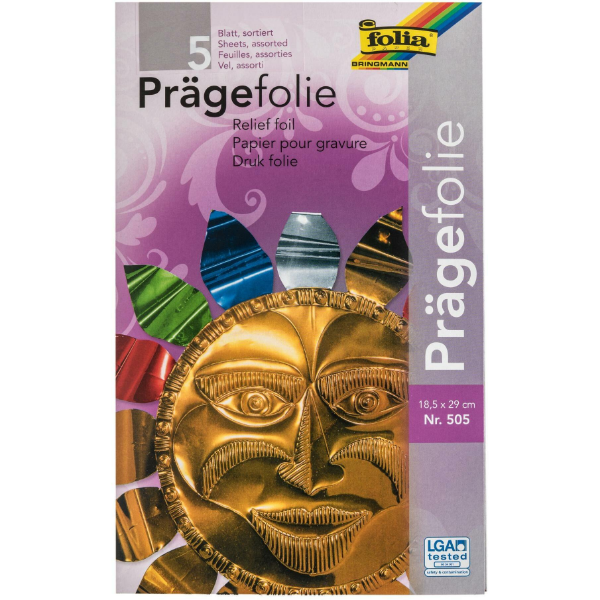 Folia: Carta Bricolage, Lamina per Goffratura 70my - Colori Assortiti (5 x)