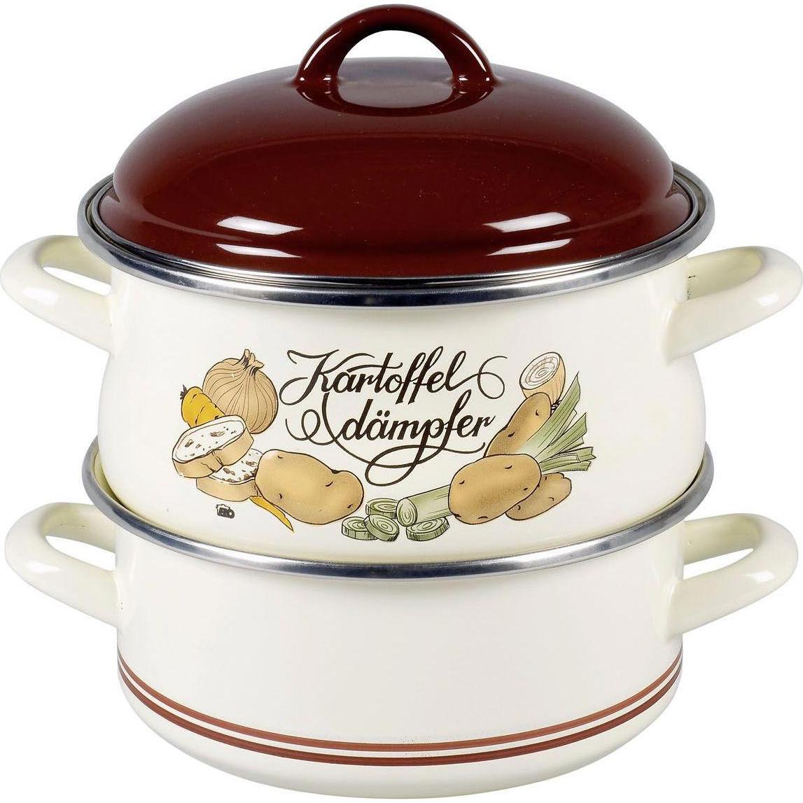 ELO Cuocipatate, Padella e Pentola in Smalto, Colore Marrone Beige