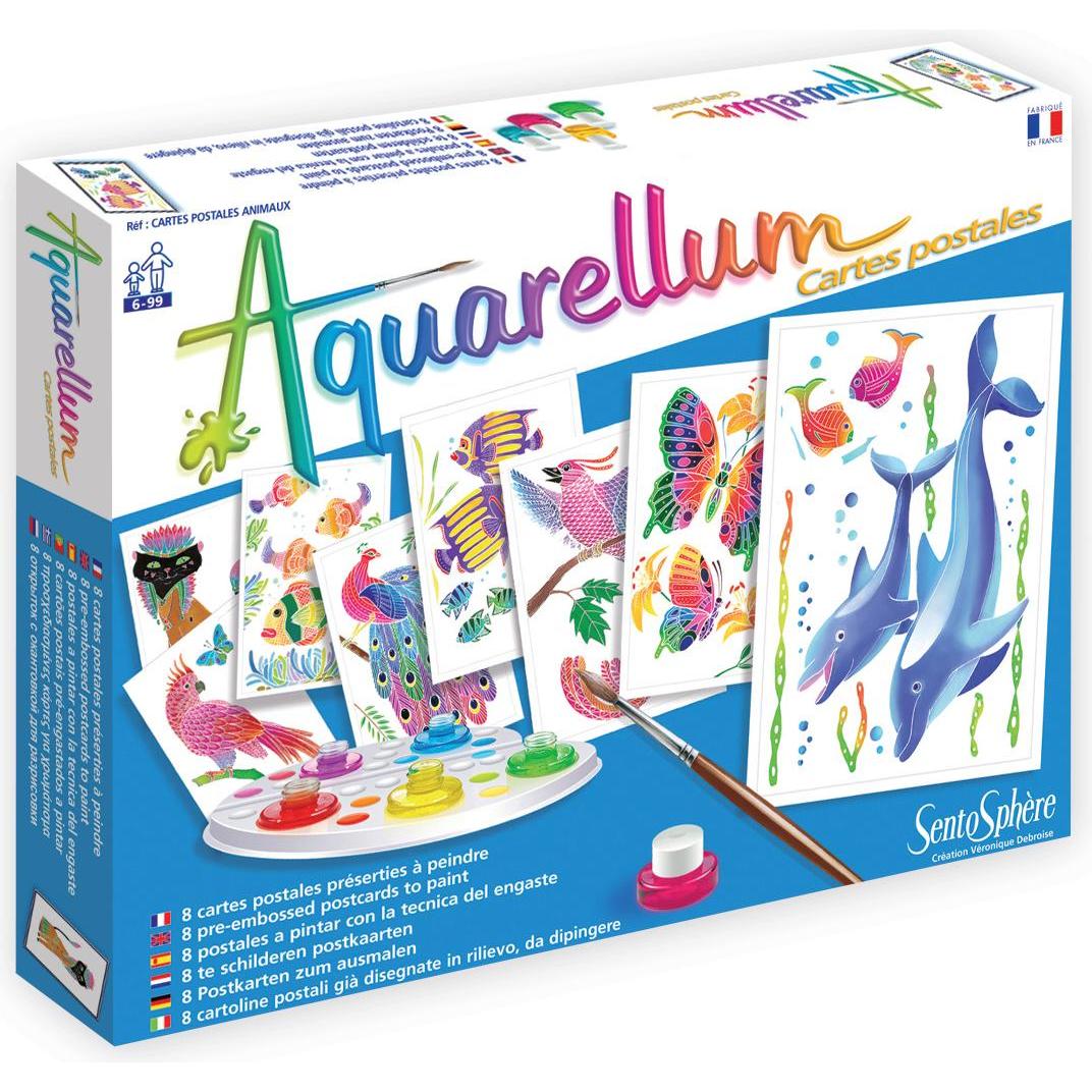 Sentosphere Acquerello: 8 Cartoni di Postali Animali