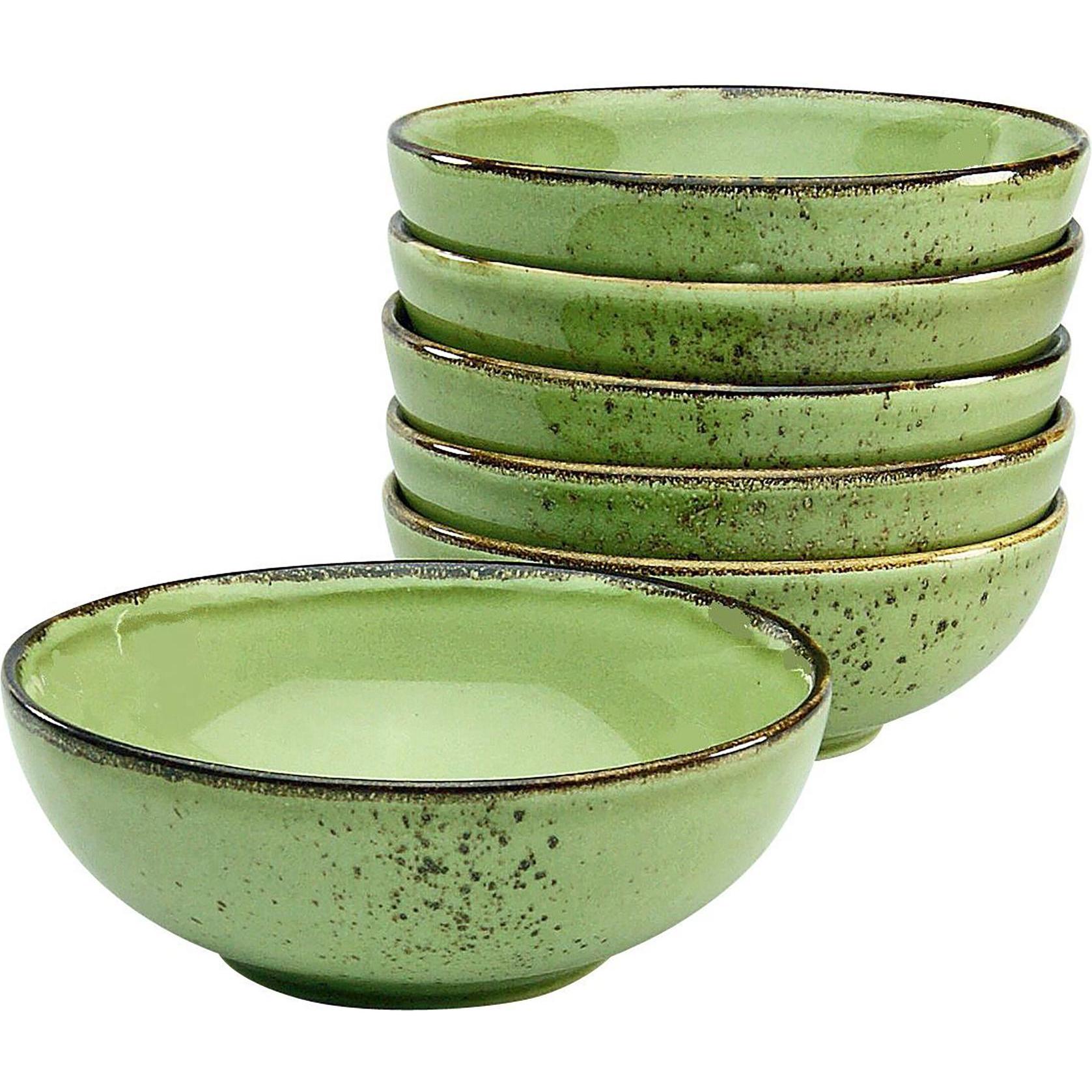 CreaTable Collezione Natura: Ciotola + Scodella, Verde (Set da 6)