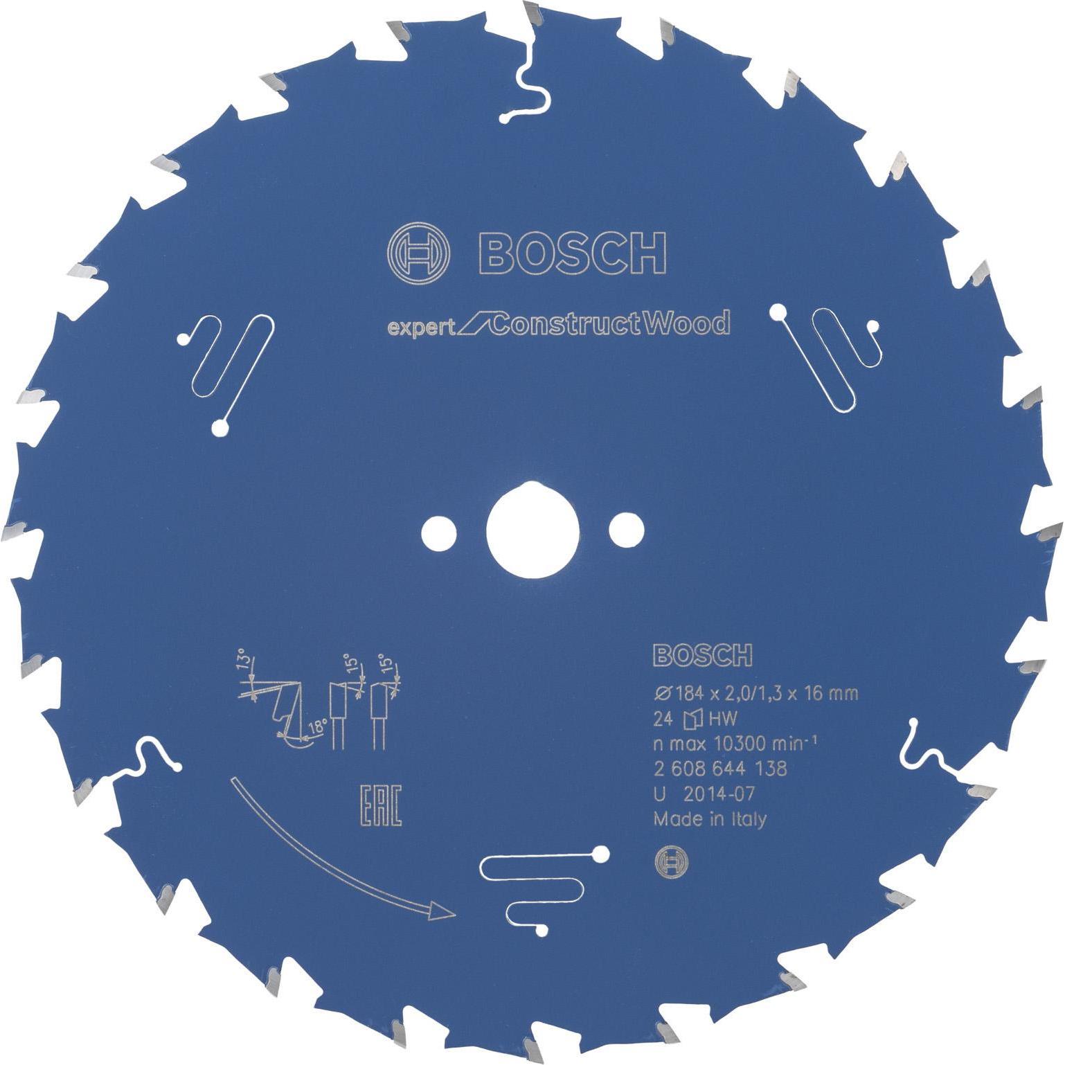 Bosch Professional Zubehör: Lama Circolare Expert per Legno da Costruzione, 184x16x2,0mm - 24