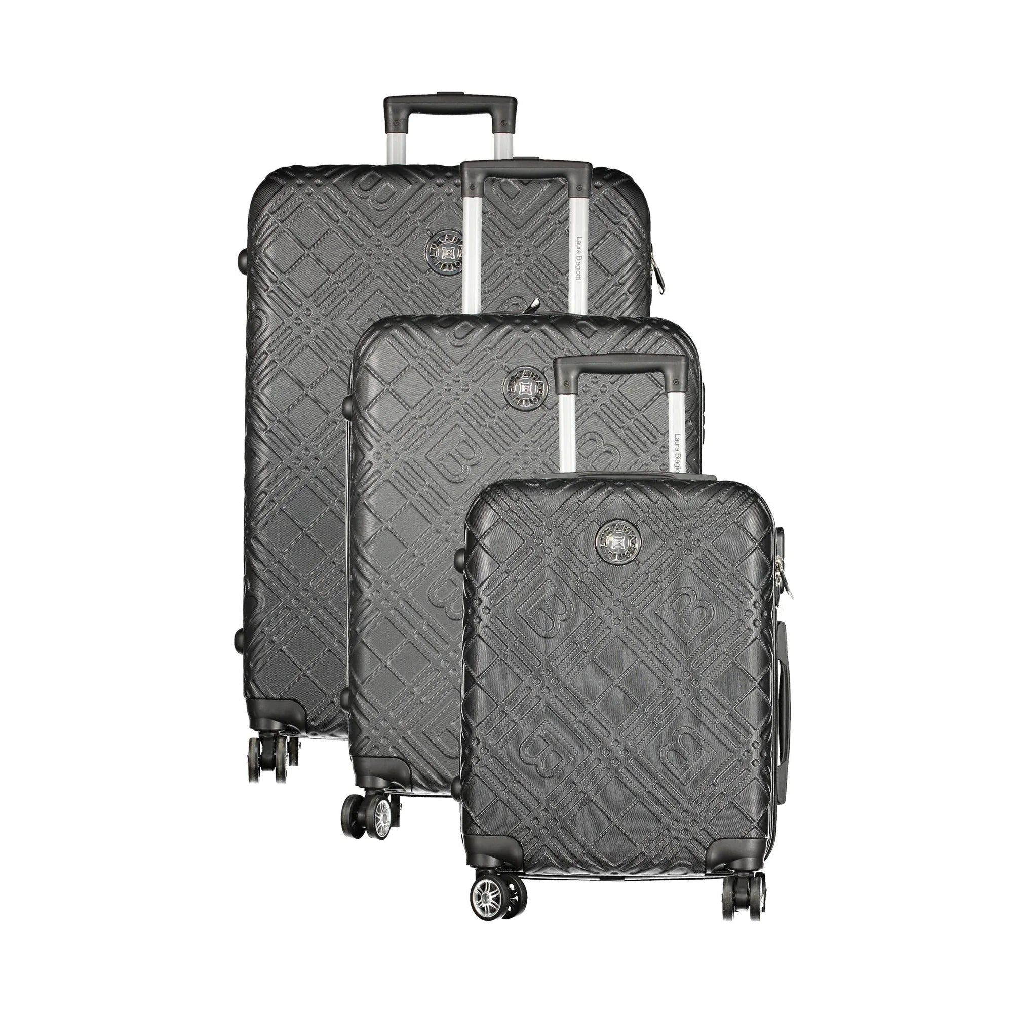 LAURA BIAGIOTTI Set 3 Trolley Grandi Donna Neri con Ruote e Lucchetto