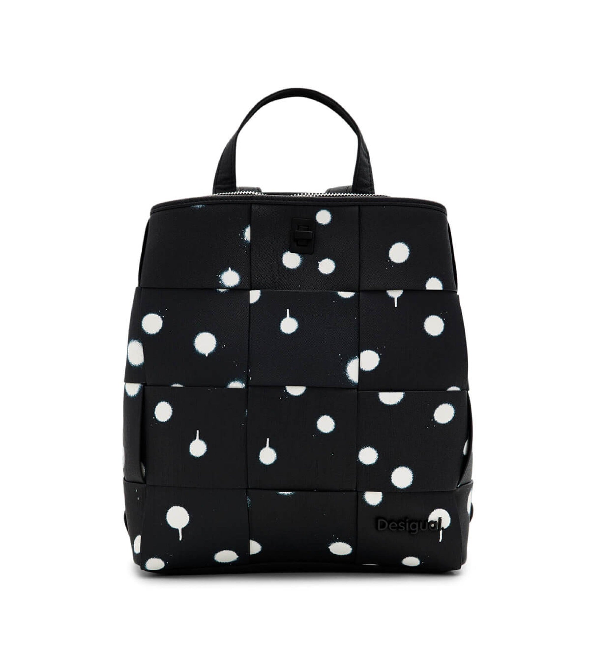 DESIGUAL Zaino Donna Nero a Pois Tre Scomparti